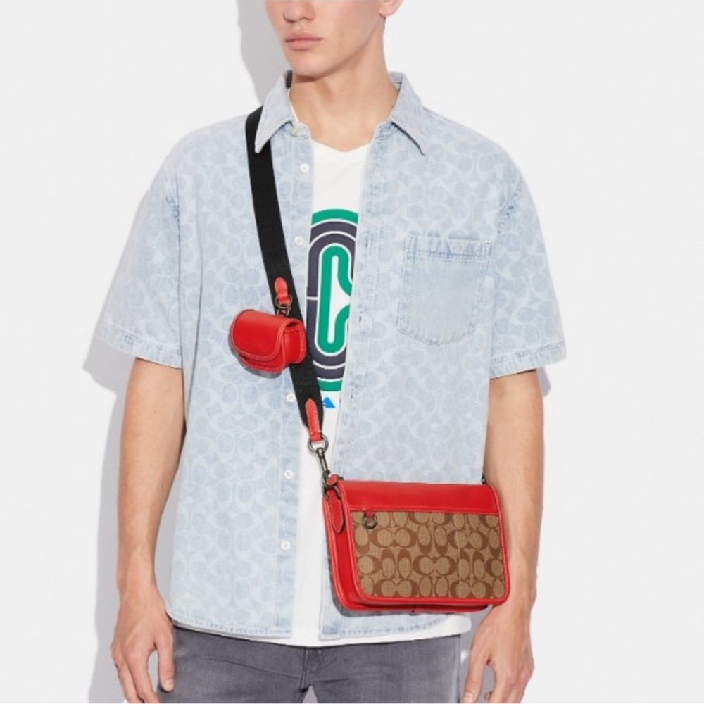 COACH Heritage Convertible Crossbody w/ Hybrid Pouch Colorblock Signature Canvas - Picture 4 of 15